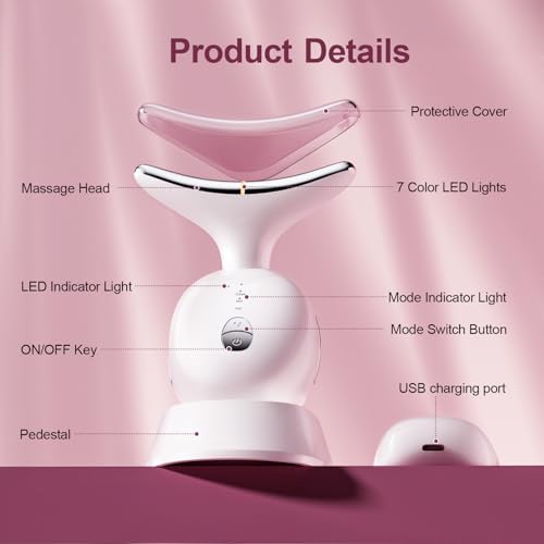 Facial & Neck Massager: Red Light Therapy for Women, Skin Lifting Beauty Device,7 in 1 LED Facial Sculptor Tool for Women's Daily Skincare