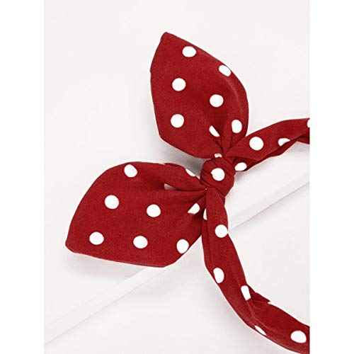 Huachi Bow Headbands for Girls Women Red Polka Dot Headwrap Cute Turban Hair Hoop Knotted with Bunny Ears Vintage Hair Accessories