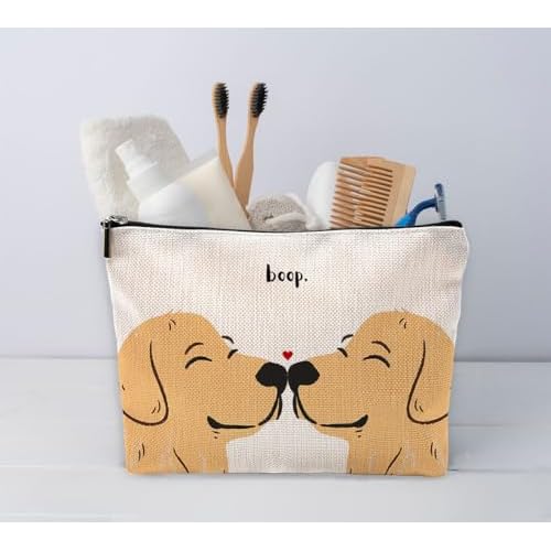 Sufamb Cute Makeup Bag,Love Gifts for Her,Gifts for Girlfriend Wife,I Love You Gifts for Her,Valentines Gifts,Cute Gifts for Women,Golden Retriever Gifts Small Cosmetic Makeup Bag for Purse