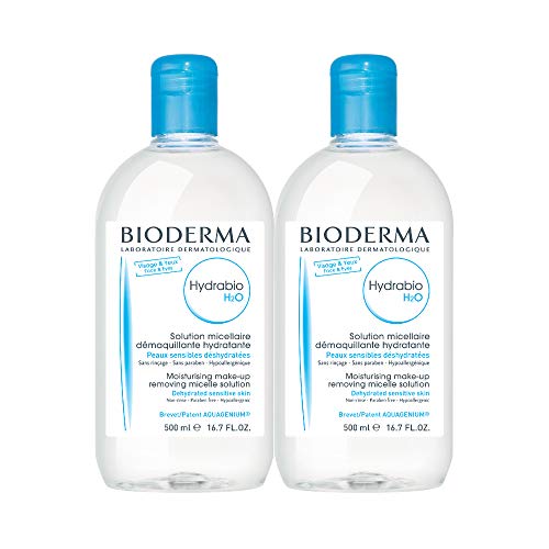 Bioderma Hydrabio DUO H2O Micellar Water Cleansing and Make-Up Removing for Dehydrated Sensitive Skin, 33.4 Fl Oz