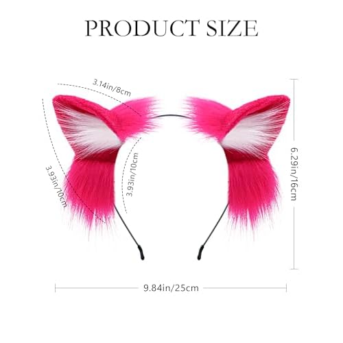 Handmade Fur Fox Wolf Cat Ears Headwear Fancy Dress Cosplay Animal Furry Ears Head Accessories for Halloween