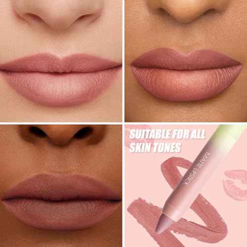 BINGBRUSH 2in1 Matte Lip Liner and Lipstick Combo, Lipstick for Women, Longwear Waterproof Lip Liner Pencil, Matte lipstick Smudge Proof lipstain, Women's Long Lasting Lip Makeup (01#Rose Latte)