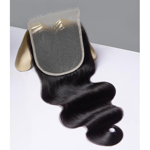 Mlip 5x5 HD Lace Closure Body Wave, 0.10mm Ultra Thin Invisible Swiss Lace, Skinlike Real HD Lace Melt into Skin Perfectly, Pre-plucked Natural Hairline, Raw Indian Human Hair 14 Inches