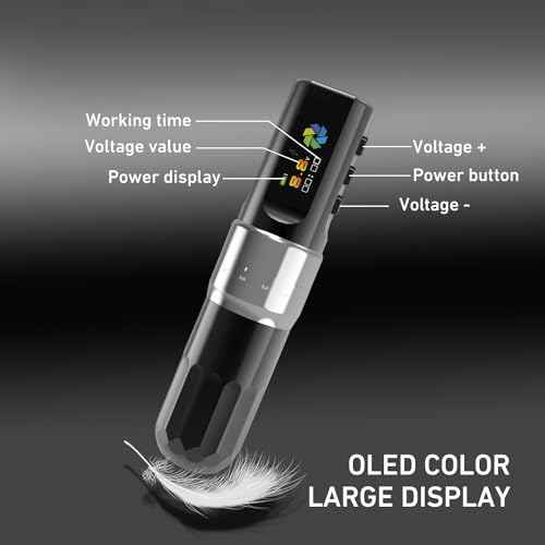 YILONG Wireless Tattoo Machine F3 Rotary Tattoo Pen Machine with 2PCS 2000mAh Batteries 6 Strokes Length Tattoo Battery Pen Coreless Motor LED Digital Display Tattoo Gun for Tattoo Artist (Silver)