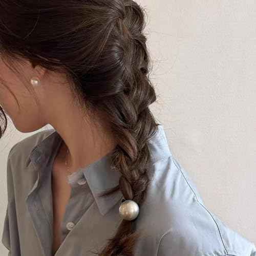 8PCS Pearl Hair Scrunchies for Women, Pearl Hair Ties, French Band Large Rope Pearl Ponytail Holders Hair Band Tie Single Pearl Elastic Hair Rope Decorative Hair Accessories for Women and Girls