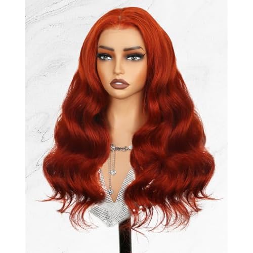 Ginger Orange Body Wave HD Lace Frontal Wigs Human Hair£¬200% Density 350# 13X4 Lace Front Wigs Human Hair Pre Plucked for Women 18inch