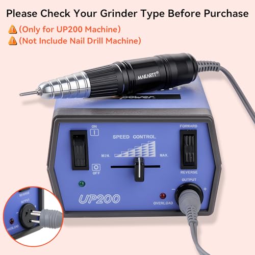 Makartt Nail Drill Handpiece for Up200 Machine:Professional Electric File Remove Gel Polish Poly Nail Gel Black B-05 Removing for Removing Acrylic Nail Polish Acrylic Nail Tools Black
