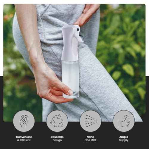 VIGOR PATH Continuous Spray Bottle for Hair ? Fine Mist Mister for Hairstyling, Cleaning, Plants, Pets, Barbers, Salons, and Essential Oil Applications (200ml/6.7 oz) Clear