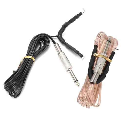 2 Pack Tattoo Clip Cord 1.8M 6FT Hook Power Supply Line Cable Cords Adapter 6.35mm 1/4 Plug Connection For Tattoo Machine Equipment Gun Spare Parts Accessory Transparent + Black