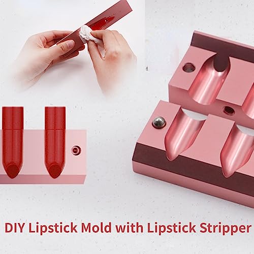 DIY Lipstick Mold With Stripper, 2/4/6 Cavities 12.1 Aluminum Alloy Rose Gold Dual Uses Lip Balm Maker Tool (6 Holes)