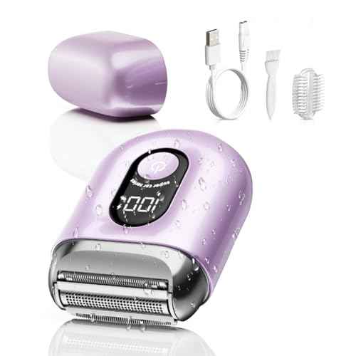 Fangaci Cordless Electric Shaver for Women: Mini Electric Razors with LED Display - Rechargeable Bikini Trimmer - IPX7 Waterproof Wet Dry Face Razor with 3 Blade Heads Floating Head