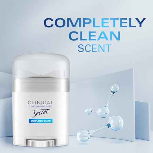 Secret Clinical Strength Antiperspirant Deodorant for Women, 3X Stress Protection, 72hr Sweat & Odor Protection, PH Balancing Minerals, Invisible Solid, Completely Clean Scent, 0.5 oz (Pack of 24)