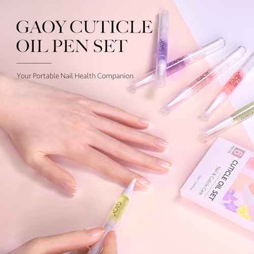 GAOY Cuticle Oil Pen Set, 6Pcs Manicure & Pedicure Accessories with Vitamin E for Nourished and Revitalized Nails, Professional Nail Growth Treatment & Repair Kit
