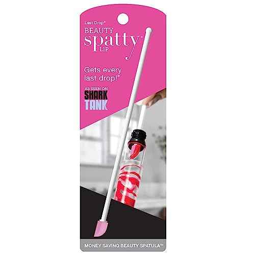 Spatty Lip Gloss Tiny Beauty Spatula (6 Inch Pink) Shark Tank Mom Made Scrapes Last Drop of Lipstick, Concealer, Chapstick, Tiny Makeup Cosmetics Gifts for Women, Teen, Grandma, Mom Stocking Stuffers
