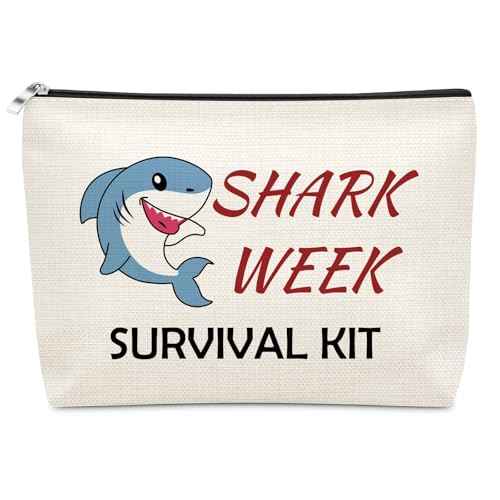 Sazuwu Shark Week Makeup Bags Cosmetic Organizer Shark Themed Gifts for Women Adults Animal Lovers Birthday Christmas Graduation Friendship Present