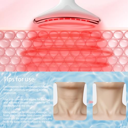 Neck&Face Massager with 7 Colors-Multi-Functional Skincare Tool,Home Beauty Device for Wrinkles&Relaxation,Facial Massager(White)