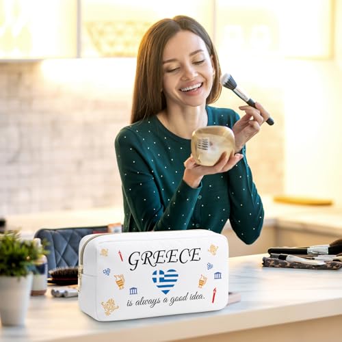 Greece Gifts for Women Makeup Bag Gifts for Greece Lovers Greece Trip Gift Greek Gift Greece Travel Gifts for Family Friendship Gift Greek Vocation Cosmetic Bag Girls Weekend Gift Travel Pouch