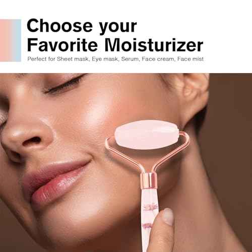 Raffaello Jade Roller - Natural Pink Facial Roller, Redness Reducing Massager for Face, Eyes, Neck - Rose Quartz