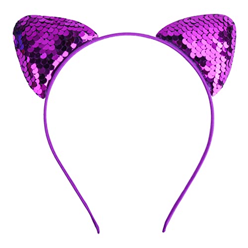 18 Pieces Cat Ear Headbands, Sequin Headwear Hair Band Party Decoration Cosplay for Girls Women