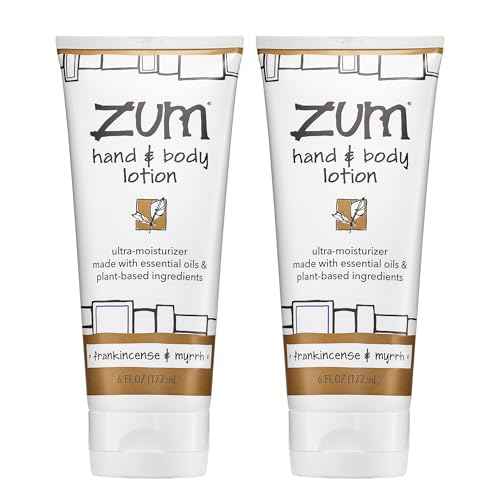 Zum Indigo Wild Hand & Body Lotion - Natural Hand Lotion for Dry Hands - Body Lotion for Women & Men - Body Moisturizers Include Shea Butter - Frankincense & Myrrh Scent - 6 fl oz (2 Pack)