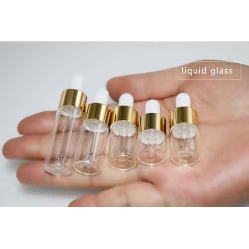 Small Dropper Bottle, 1ml+2ml+3ml+4ml+5ml 10Pcs Mini Glass Sample Dropper Bottles for Travel Liquids tiny