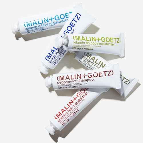Malin + Goetz Essentials Starter Kit, Set of 6, 1 Fl. Oz. ? Face Cleanser, Face Moisturizer, Hand & Body Wash, Body Moisturizer, Hair Shampoo & Conditioner - Travel Size Toiletries