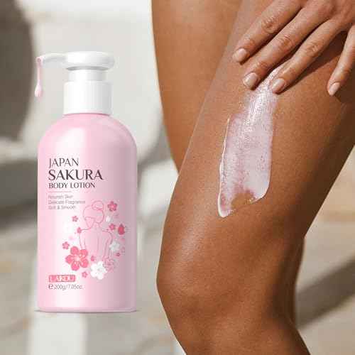 Glossy Body Lotion Firming Moisturizer for Dry Skin, JAPAN SAKURA Full Body Skin Care Pump with Niacinamide & Vitamin C Nourish Skin, Non- Sticky Refreshing, Quickly Absorbed (200ml)