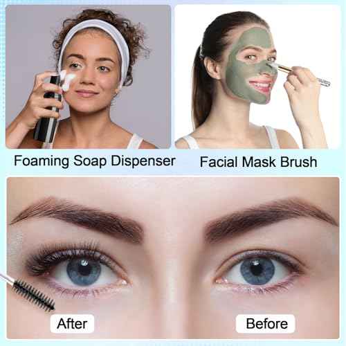 Zhehao 80 Pcs Lash Shampoo Bottle Brushes Kit 20 Foam Pump Dispensers 20 Lash Shampoo Brushes 20 Eyelash Aftercare Bag 20 Cleaning Pipes, Eyelash Extension Supplies(Black)