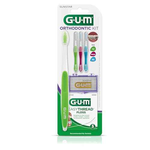GUM Orthodontic Kit ? Features Orthodontic Toothbrush, 3 Proxabrush Sizes and Shred-Resistant EasyThread Floss, and Mint Ortho Wax