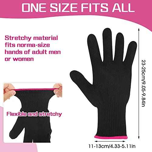 2 Pair Heat Resistant Gloves for Hair Styling Professional Hot Hand Gloves Heat Protection Flat Iron Gloves Pink Edge Heat Press Sublimation Gloves for Women Curling Wand Styling Tool