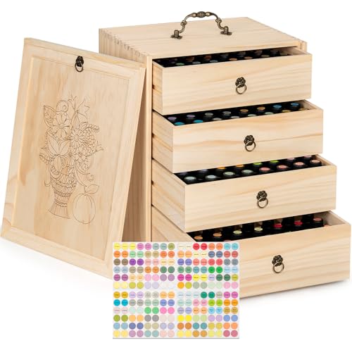 TORIBIO Essential Oils Box for 192 Bottles, Wooden Essential Oils Storage Organizer Holds 5 10 15 20 30 ml for Young Living & Doterra Bottles