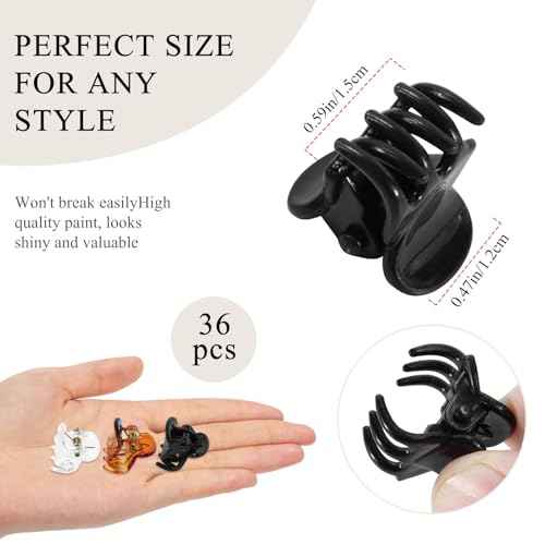 36 Pcs Durable Mini Hair Claw Clips, Great for Design Kids and Adult Hairstyles,Strong Grip,3 Colors for Birthday,Christmas, Party Gifts.
