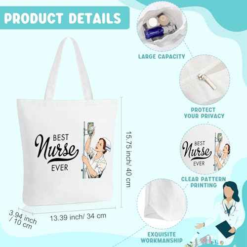 Kajaia 2 Pieces Nurse Appreciation Gifts Nurse Tote Bag Canvas Cosmetic Bag Nursing Week Gifts for Women