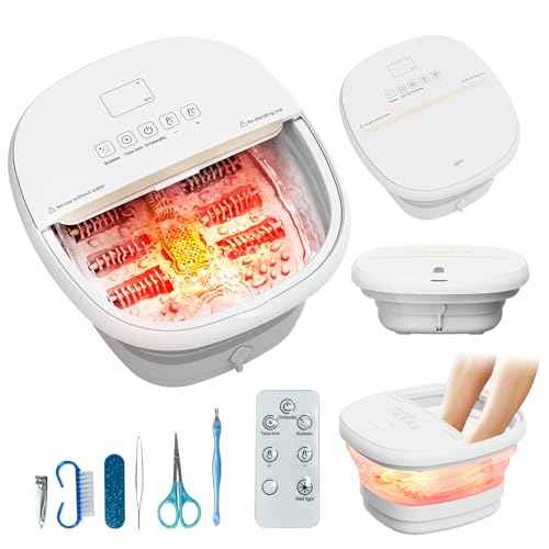 torktak Pedicure Foot Spa with Bubble and Heat,Collapsible Foot Soaking Tub with Remote Control,Pedicure Tools for Feet,Foot Bath Soak Tub Gift for Women/Men,Mom/Dad