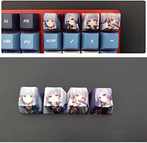 12 keycap Set, 5-Side Dye-subbed PBT R4 Keycaps, DIY Cherry Profile Keycaps for Gaming Mechanical Keyboard, Genshin Impact Qiqi Xiangling Ayaka
