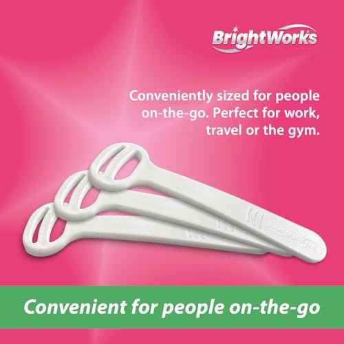 Brightworks Disposable Tongue Scraper for Adults ? 96 Count Hygienic Tongue Cleaner for Fresh Breath ? Recycled Plastic, Curved Design Tongue Cleaner ? Travel-Friendly