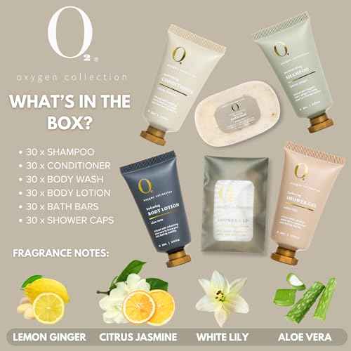 O2 Oxygen 300Pcs/22ml Travel Size Mini Shampoo and Conditioner Sets Body Wash Lotion & Soap,Hotel Toiletries,Bulk Set For Guest,Air Bnb Essentials for Guests,Amenity Kit For Hosts Bathroom