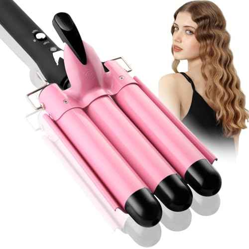 3 Barrel Curling Iron Hair Crimper: Birthday Gifts for Women Aleath Dual Voltage Adjustable Temperature Three Barrels Hair Waver - Ceramic 1 inch Curler Wand