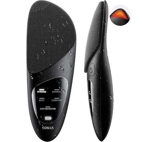 COSLUS Face Scrubber Facial Cleansing Brush: Silicone Portable Waterproof Rechargeable Face Wash Brush, 4 Cleansing Modes, Electric Face Exfoliator for Men Women Cleaning, Exfoliating, Massaging