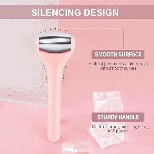 MAANGE Mini Eye & Face Rollers for Eye Massager, Stainless Steel Eye Ice Roller for Relief Puffiness Migraine Skincare Facial Roller (Pink)