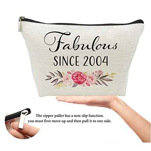 21st Birthday Gifts for Girls, Sweet 21 Year Old Gift Makeup Bag, 21 Birthday Gift Makeup Bags for Her, Sister, Friend, Daughter, Teen Girl Gifts Makeup travel Bag, Cosmetic Bag, Fabulous Since 2004