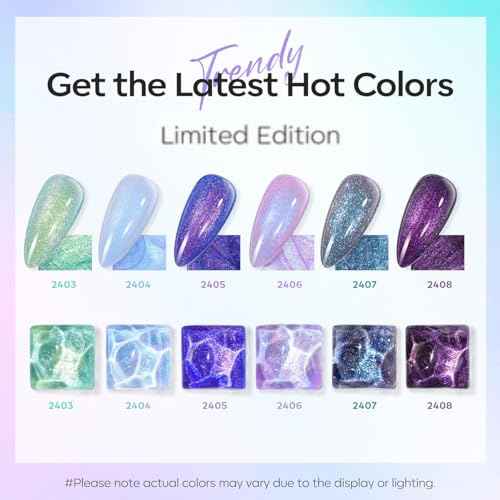 modelones Chameleon Gel Nail Polish Set- 6 Colors Winter Aurora Shimmer Glitter Gel Polish Kit Blue Green Purple Nail Gel Polish Thanksgiving Soak Off LED Nail Lamp Nail Art Gel Kit DIY Salon Gift
