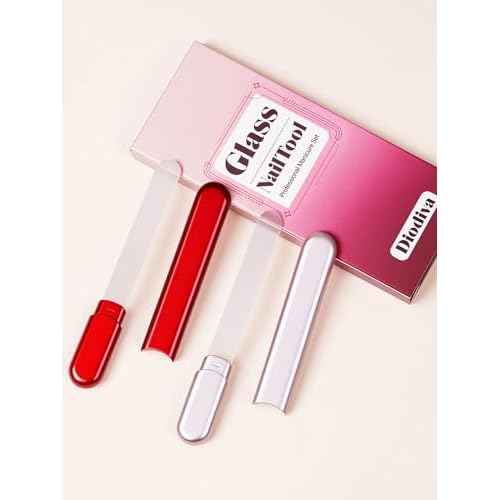 2 Packs Glass Nail Buffers with Case for Natural Nails, Glass Nail Files Shaping Nano Nail Shiners Crystal Polisher Manicure Tools Shine for Home Salon Use Stocking Stuffers for Women Christmas Gift