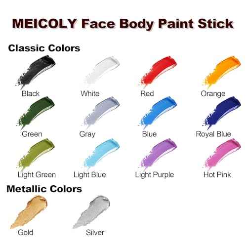 MEICOLY Orange Face Body Paint Stick(1.06 Oz),Cream Face Paint for Halloween Pumpkin Tiger Special Effects SFX Makeup,Orange Eye Black Baseball/Softball,Sweatproof & Waterproof