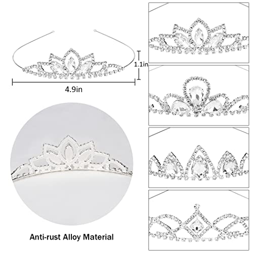 CURASA 4 Pack Princess Crown for Girls Silver Crystal Tiara for Kids Crown for Girls Rhinestone Headband Birthday Crowns for Women Hair Jewelry for Birthday Wedding, Prom, Pageant
