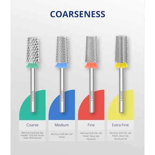 AIRSEE Tungsten Carbide Acrylic Nail Drill Bit Efile Electric File Machine Head Tip for Manicure Polishing Art Remove Gel 3/32" 2 Way Professional Tech Flat Top Tapered Barrel Fine-F