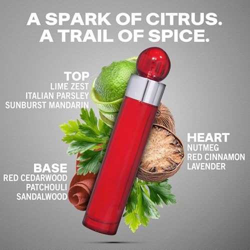 Perry Ellis 360¡Æ Red Eau De Toilette Spray for Men - Mens Cologne, Long Lasting Perfume, EDT, Fragrance with Notes of Clove, Cinnamon & Patchouli - 3.4 fl oz (100 mL)