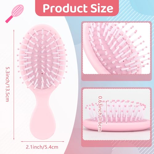 12PCS Mini Hair Brushes Bulk Pack for Girls, Women, Small Travel Hairbrushes for Wet & Dry Hair, Party Favors, Stocking Stuffers, Birthday Gifts, Cute Compact Detangler Set
