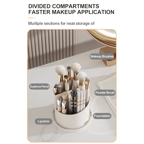 Makeup Brush Holder with Lid 360¡Æ Rotating, Clear Dustproof & Waterproof Make Up Brush Holder Organizer, Transparent Makeup Brush Organize