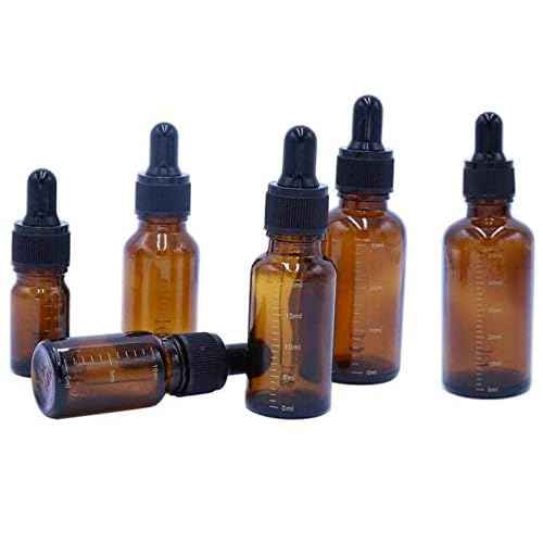 3 Pcs 10ml 0.34oz Empty Refillable Amber Glass Graduated Dropper Bottle Essential Oil Cosmetics Elite Fluid Container Jar Pot Holder with Glass Pipette Dropper